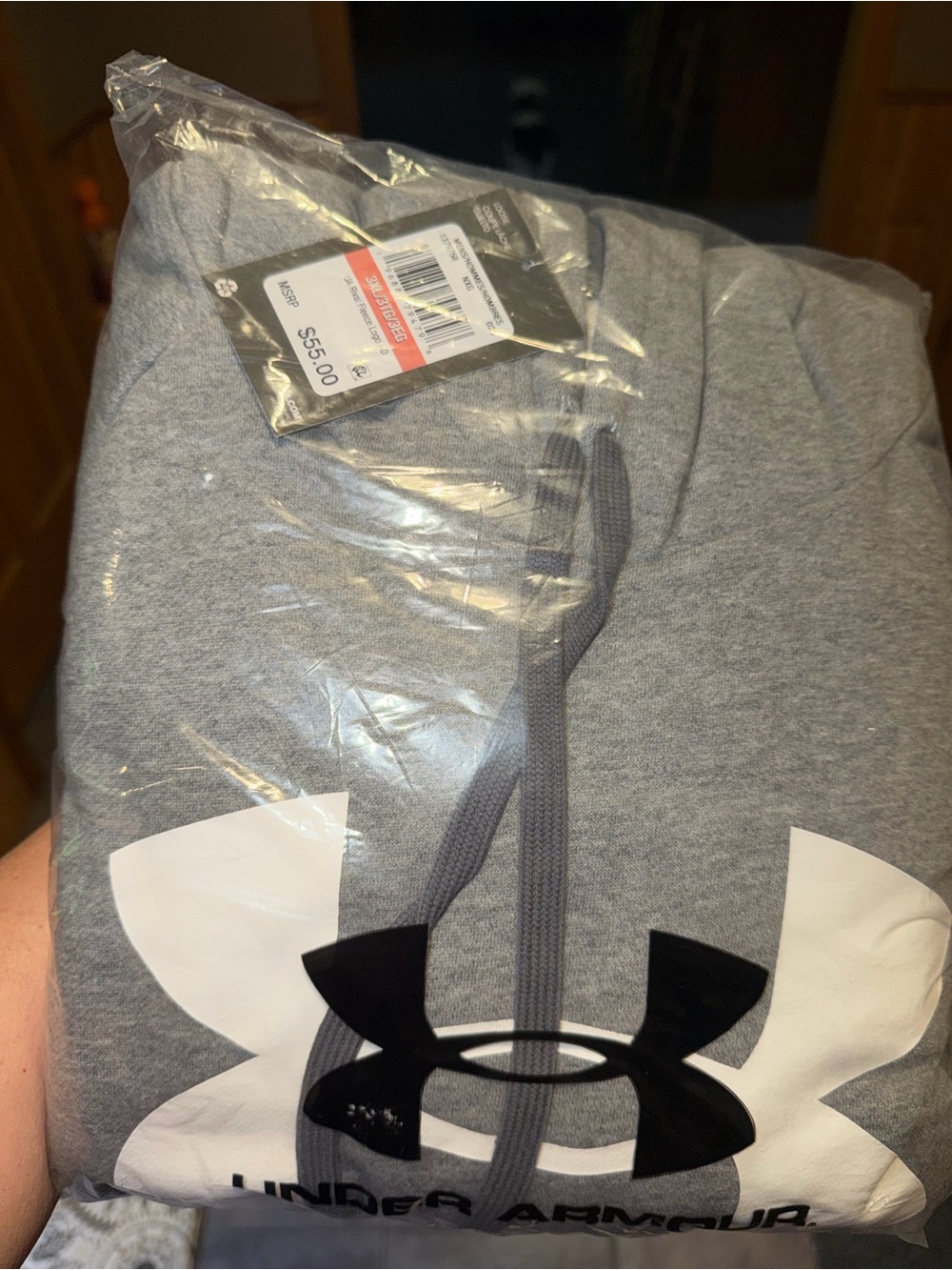 Under Armour Gray Hoodie with Black and White Logo